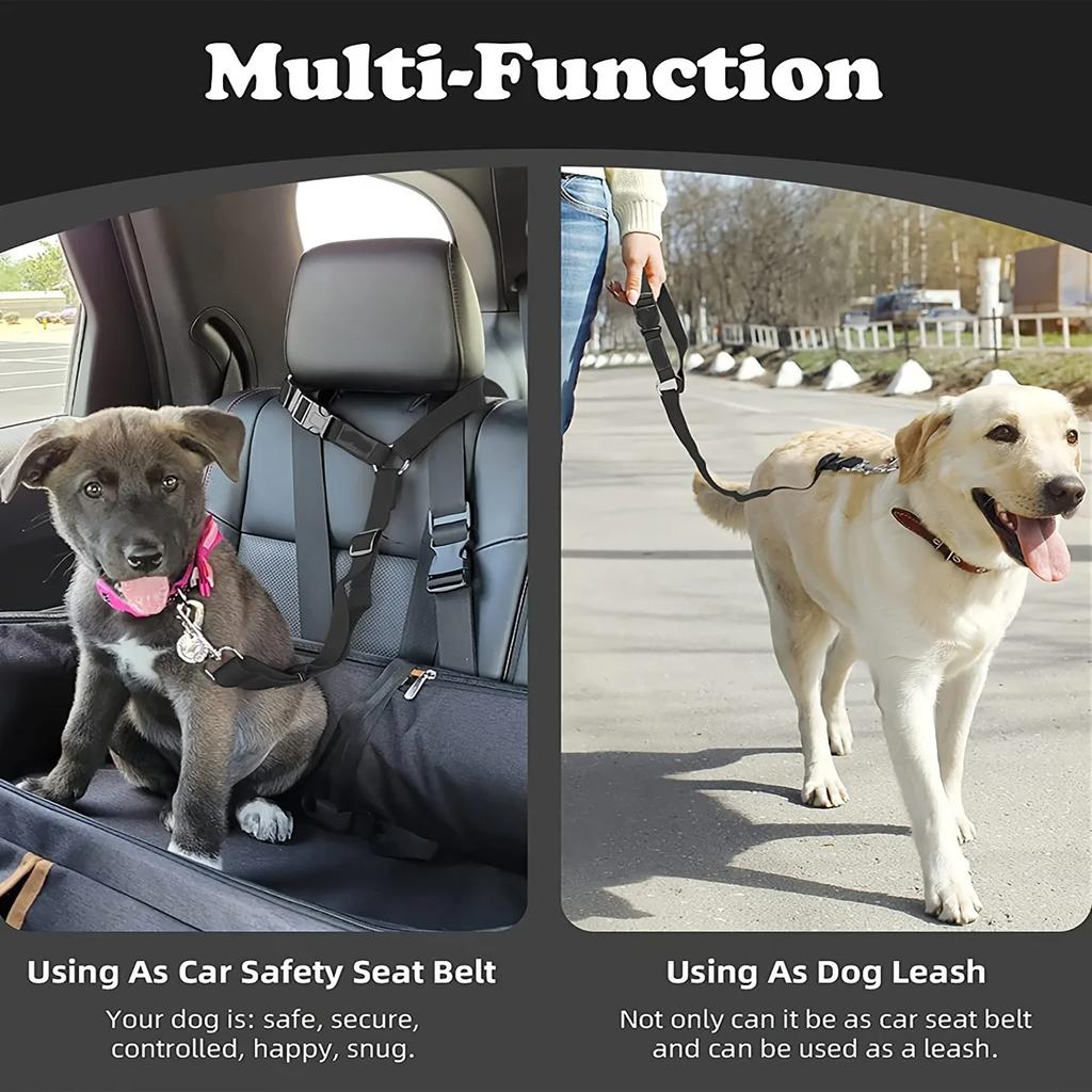 Two-in-one Nylon Adjustable Dogs Harness Collar Pet Dog Accessories Pet Car Seat Belt Lead Leash Backseat Safety Belt
