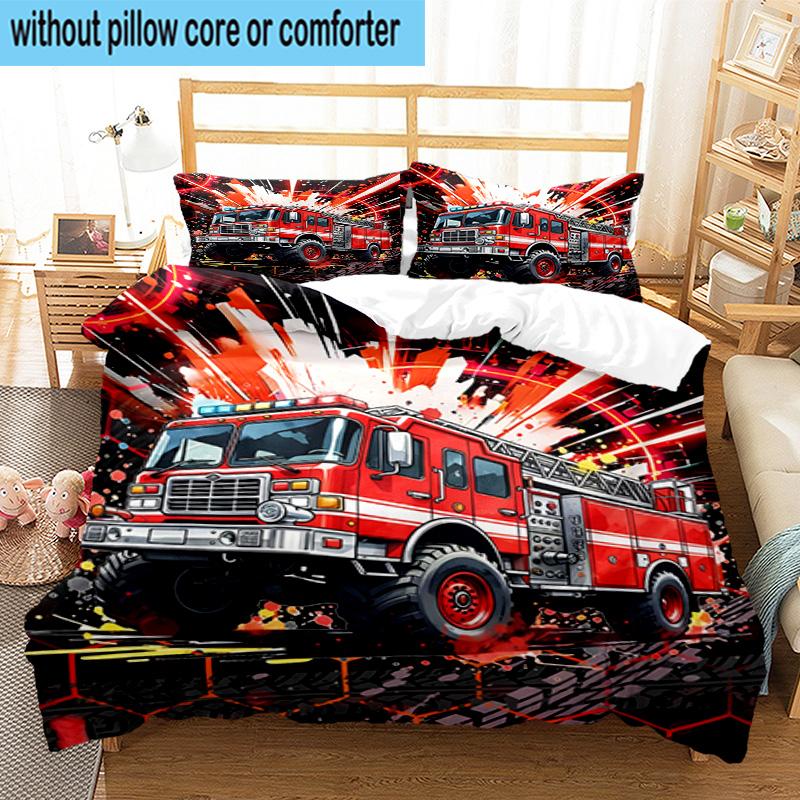 Electric Monster Truck Art 3pcs Bedding,Including 1pc Duvet Cover And 2pcs Pillowcases Perfect for Christmas,Ideal for Bedroom, Dormitory
