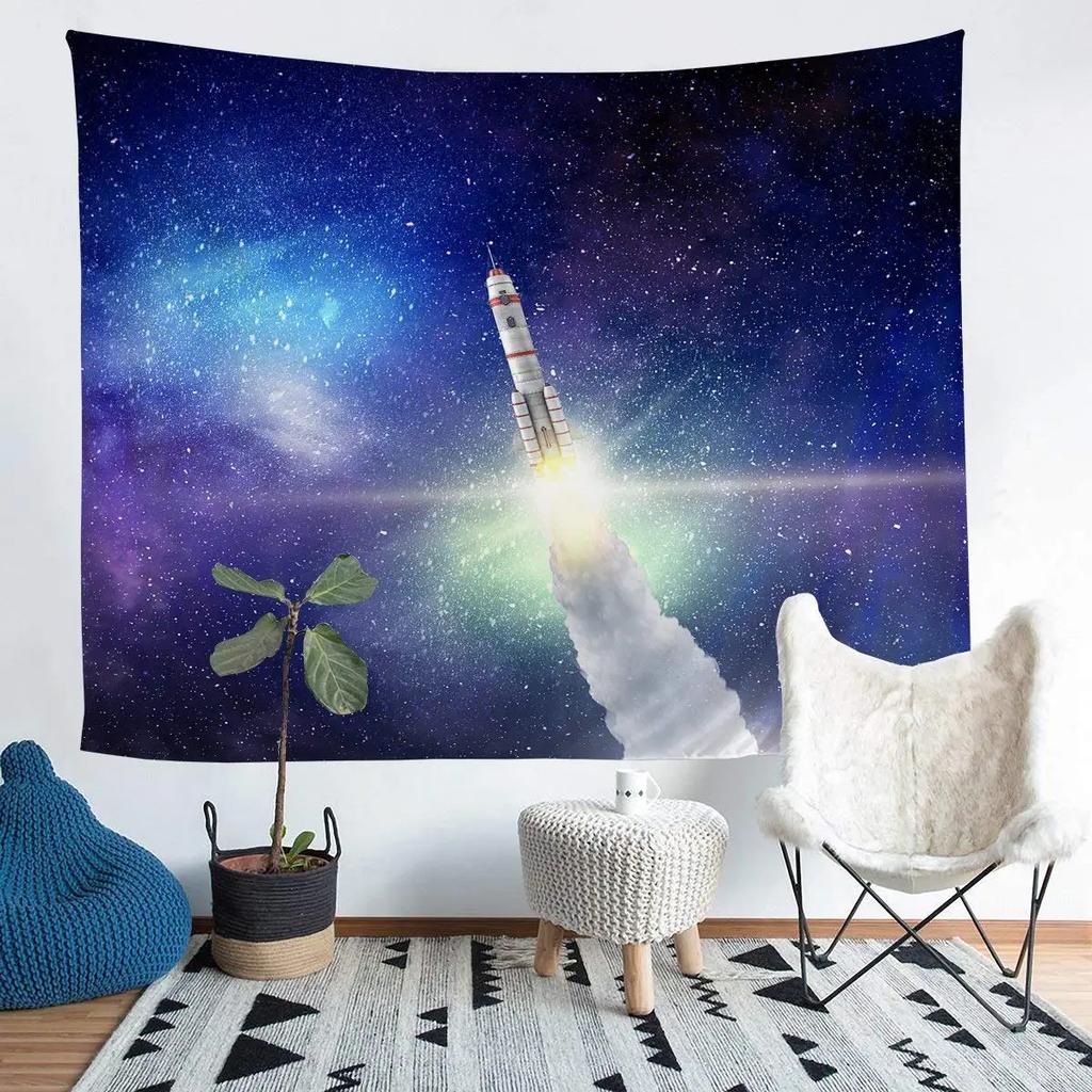 Rocket Tapestry Spaceship Shuttle Galaxy Tapestry Universe Travel Tapestry Wall Hanging for Bedroom Living Room Dorm Home Decor