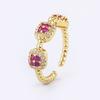 Nidin Luxury Women's Open Adjustable Ring Gold Plated 4 Colors Shine Zircon Jewelry Crystal for Female Engagement Party Gifts