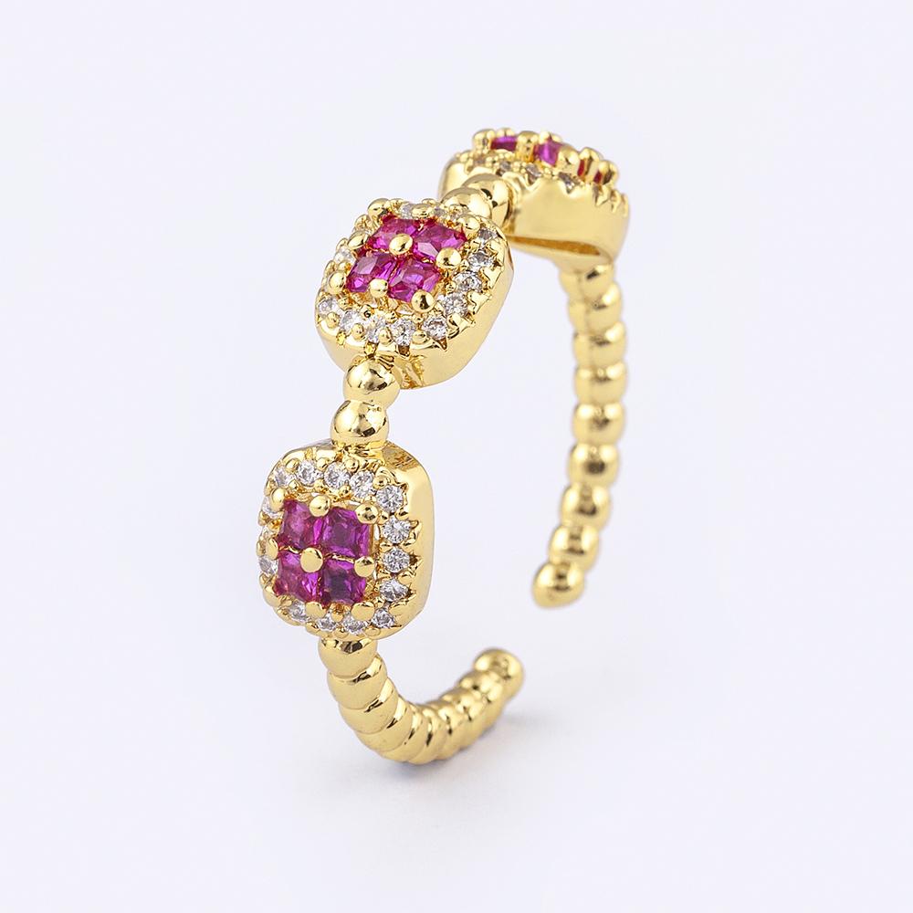 Nidin Luxury Women's Open Adjustable Ring Gold Plated 4 Colors Shine Zircon Jewelry Crystal for Female Engagement Party Gifts