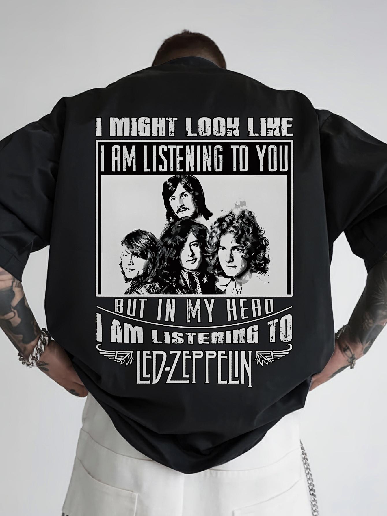 

Vintage Rock Band Back Print T-shirt - Black Graphic Tee with Retro Music Icons - Lightweight Summer Shirt for Concerts XXXXL