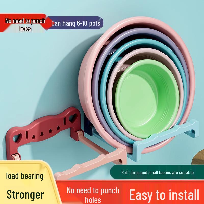 Punch-Free Foldable Wall-Mounted Bathroom Washbasin and Foot Basin Storage Shelf