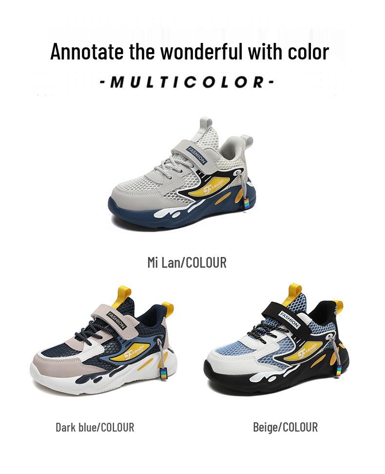 Summer 2025 Boys' Mesh Sports Shoes - Lightweight, Breathable, Soft Sole, Hollow Design for Medium To Large Children