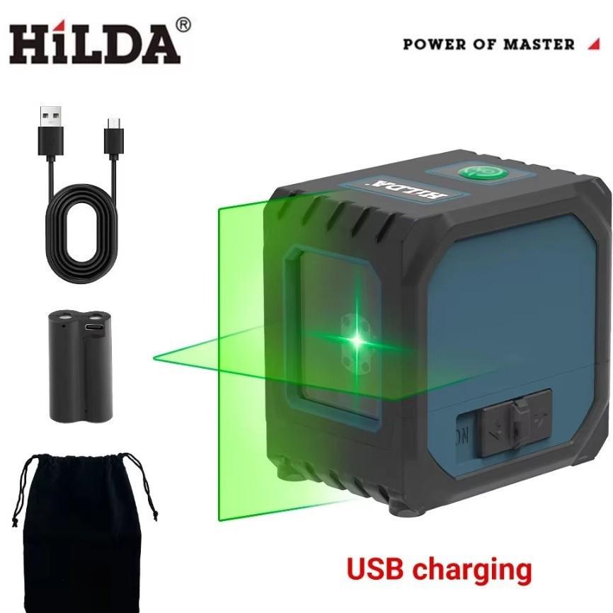 Rechargeable Lithium Battery Laser Level with 2-Line Strong Light for Outdoor Use, Automatic Leveling