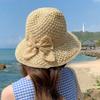 Straw Womens Versatile Hat Wide Brim For Sun Protection With Elegant Knot Bow