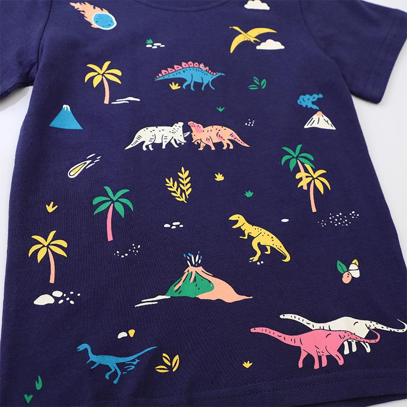 Kids' Dinosaur World T-shirt - Summer Short Sleeve Cartoon Top for Boys