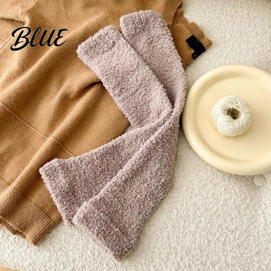 Warm Leg Sleeves for Sleeping Coral Fleece Warmers Women Thickened Winter Thermal Knee High Indoor Cold Weather Socks Striped/Solid Color,