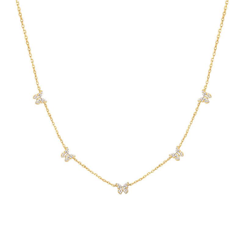 

S925 Sterling Silver Dancing Butterfly Necklace - Elegant, Versatile Petite Design in Exquisite European and American Style Jewelry for Women 925 Silver золотой