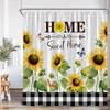 Tende da Doccia Girasole Rustico Giallo Floreale Pianta Arte Vintage Moderno Tessuto in Poliestere Decorazione Tenda Bagno Casa Con Ganci