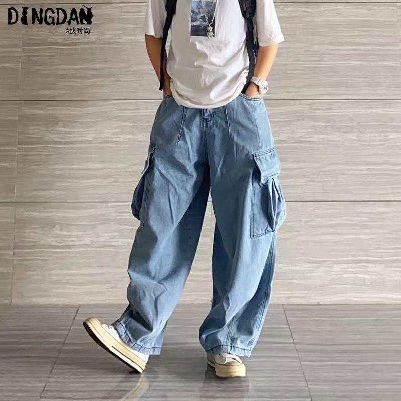 Φαρδύ τζιν Ανδρικό φαρδύ τζιν παντελόνι Oversize Cargo Κορεάτικη μόδα Ανδρικά ρούχα Streetwear Παντελόνια Φούτερ