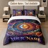 Space Cosmic Theme Custom Text Or Name 3Pcs Bedding Set 1 Flat Sheet & 2 Pillowcases Personalized Home Bedding