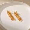 Gold Plated Watch Chain Link Drop Earrings