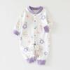 100% Cotton Baby Romper Long Sleeve Seamless Design Single Row Buttons Soft Class A Safety Newborn Bodysuit Simple Style