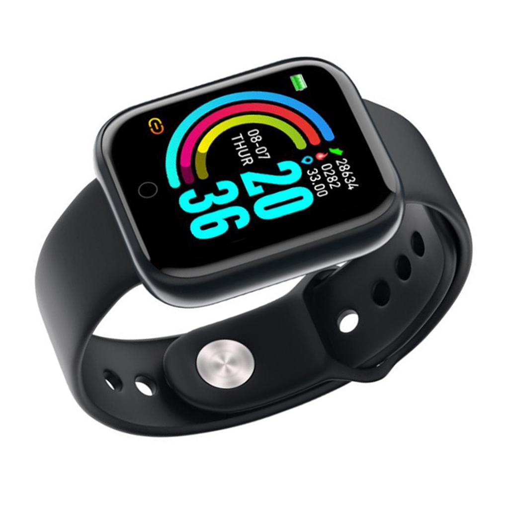 Y68 Smartwatch Heart Rate Monitor Fitness Activity Tracker Smartwatch for Sleep Monitoring Remote Photo Taking Black