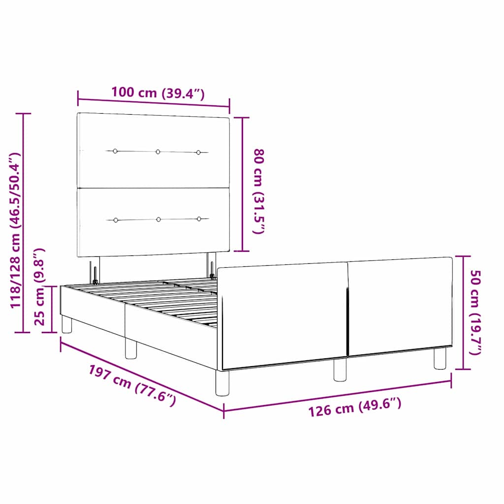 Bed Frame with Headboard Black 120 x 190 cm Fabric
