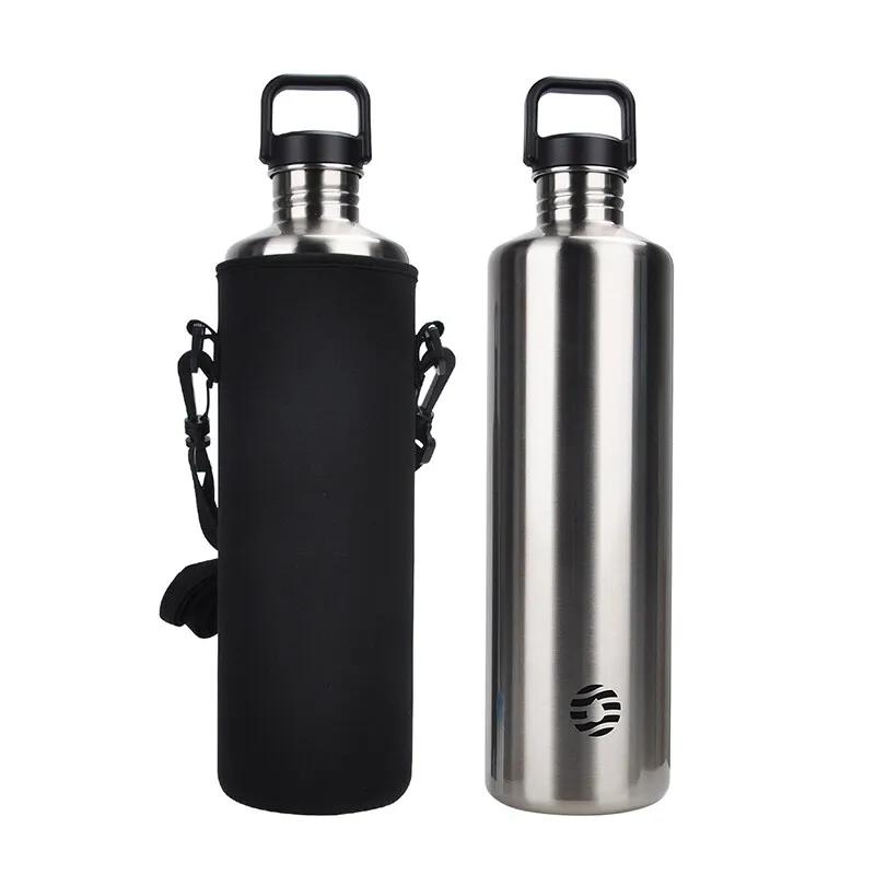 FEIJIAN 2L Stainless Steel Water Bottle Portable Cycling Sports Water Bottle Leakproof BPA Free Large Capacity with Bottle Bag 2L