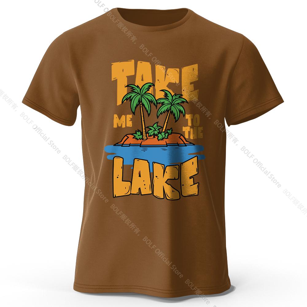 Take Me To The Lake Printed T-Shirt 100% Cotton Oversized Nature Graphic Tees for Men Women Summer Tops Lakeside Streetwear