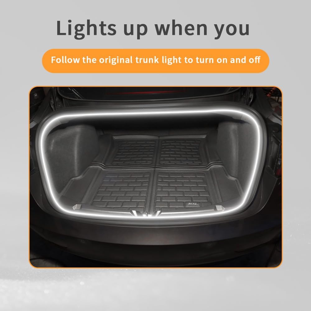for Tesla Model 3 2017 2018 2019 2020 2021 2022 2023 LED Rear Trunk Cargo Light Interior Decoration Lights Accessories Waterproof DC 15V White Light