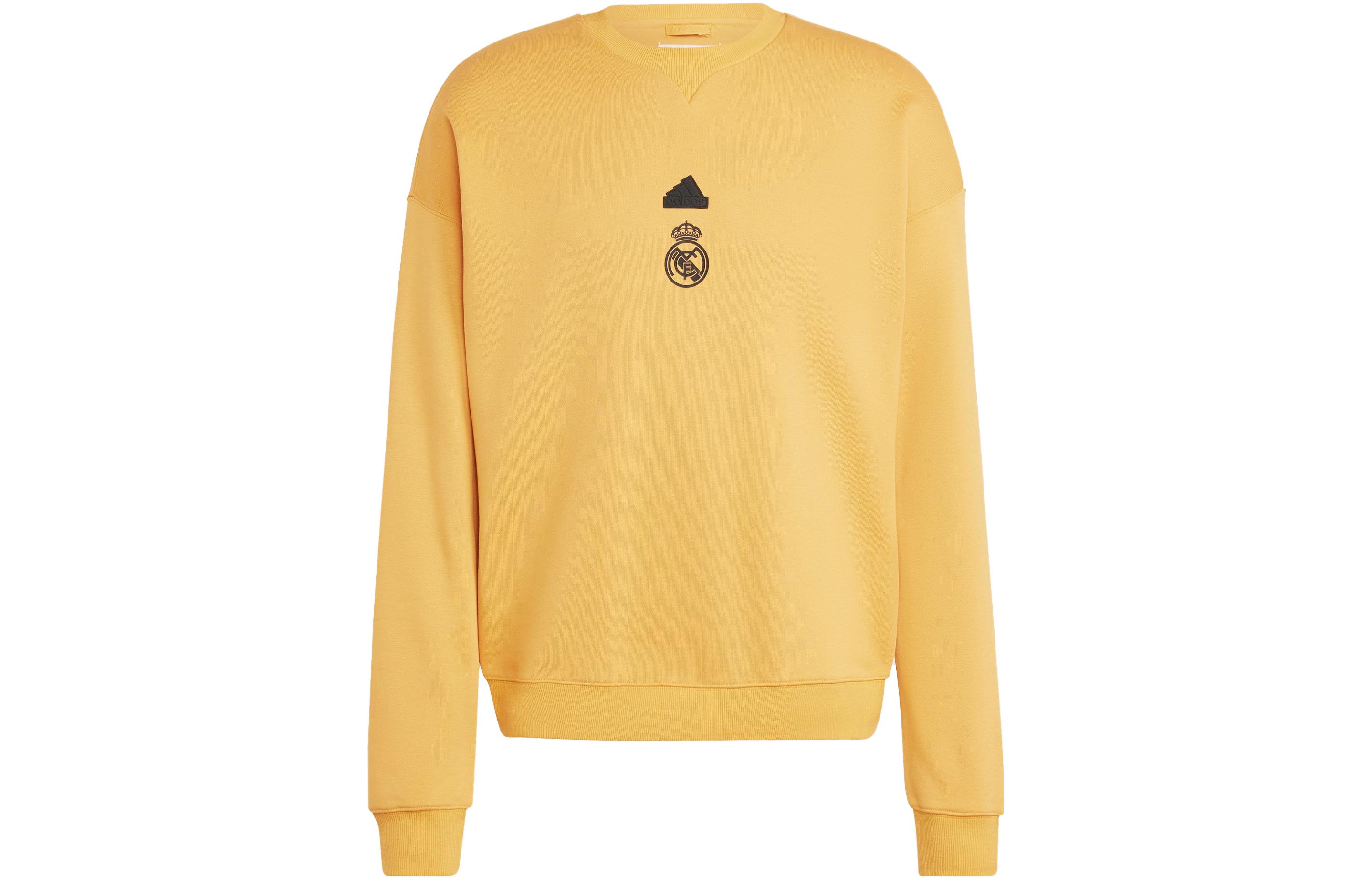 Adidas Real Madrid Sweatshirts Men s Yellow Crew Neck Moderate Regular HY0631 L