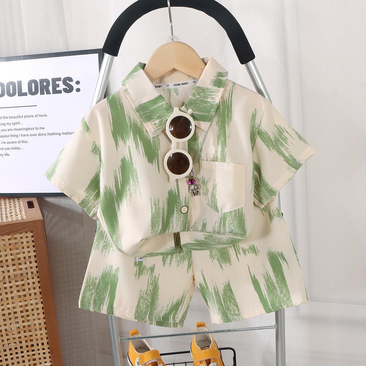 

Стильный летний комплект для мальчиков с коротким рукавом - Повседневная легкая детская одежда 140cm