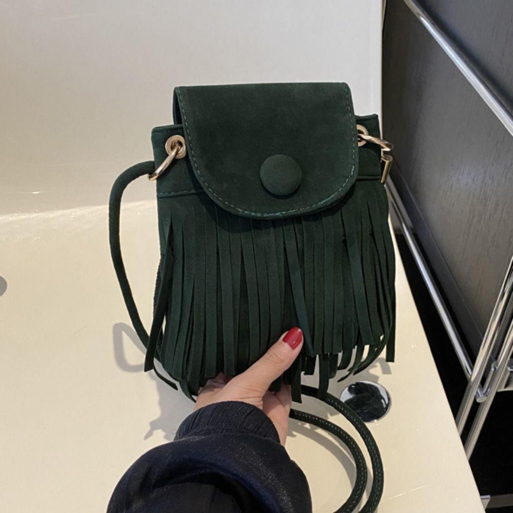 Retro Bohemian Shoulder Bag Nylon Tassel Shoulder Bag Bohemian Fringed Crossbody Bag  Messenger Bag