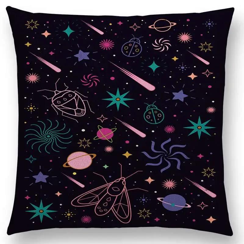 Neueste Schwarzer Hintergrund Mond Sterne Meteor Sternbild Galaxie Sofa Kissenbezug Katze Bär Hase Reh Vogel Kissenbezug
