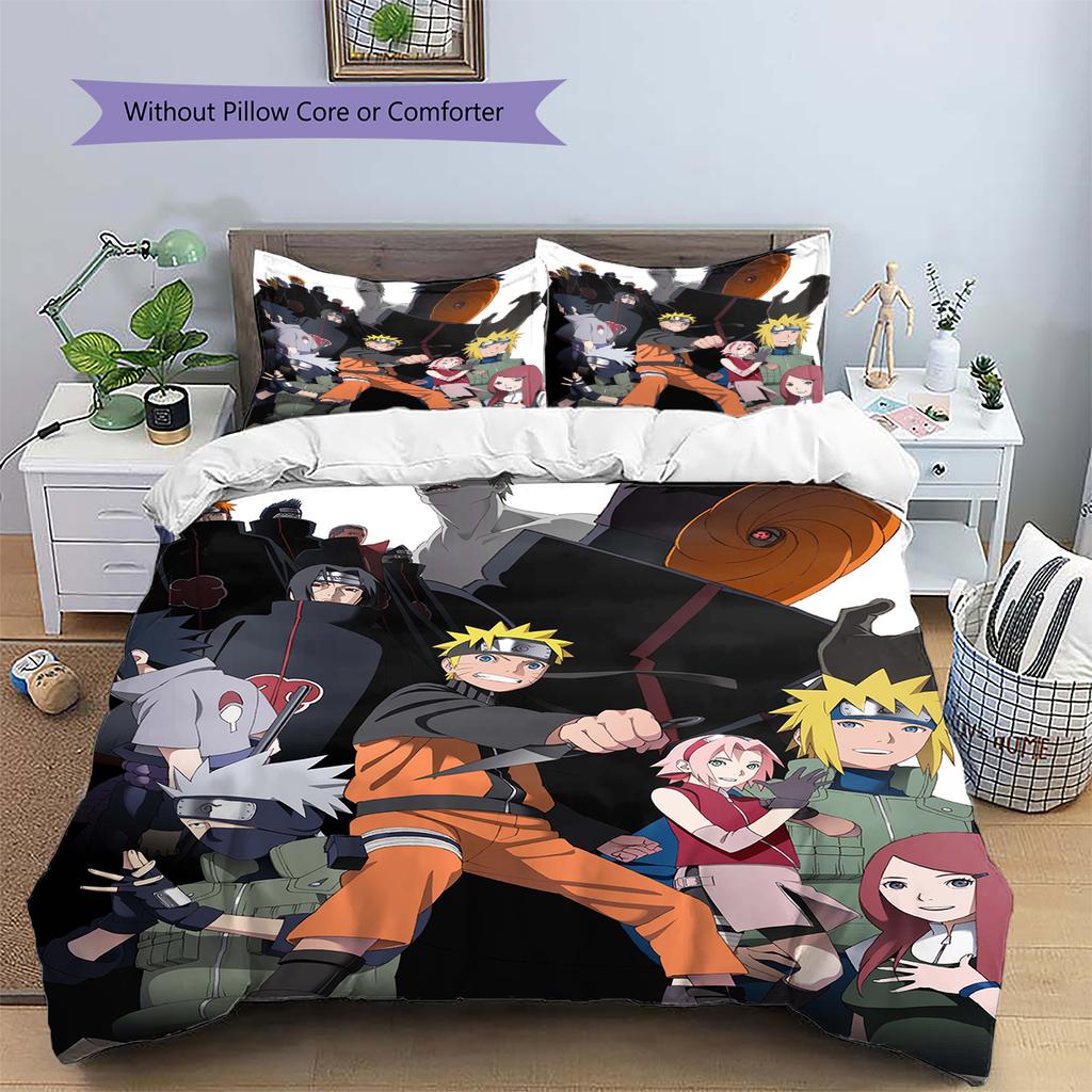 Naruto Anime Pillowcase & Duvet Cover, Ninja Themed Home Bedding for Bedroom Decor, Perfect Gift for Anime Lovers