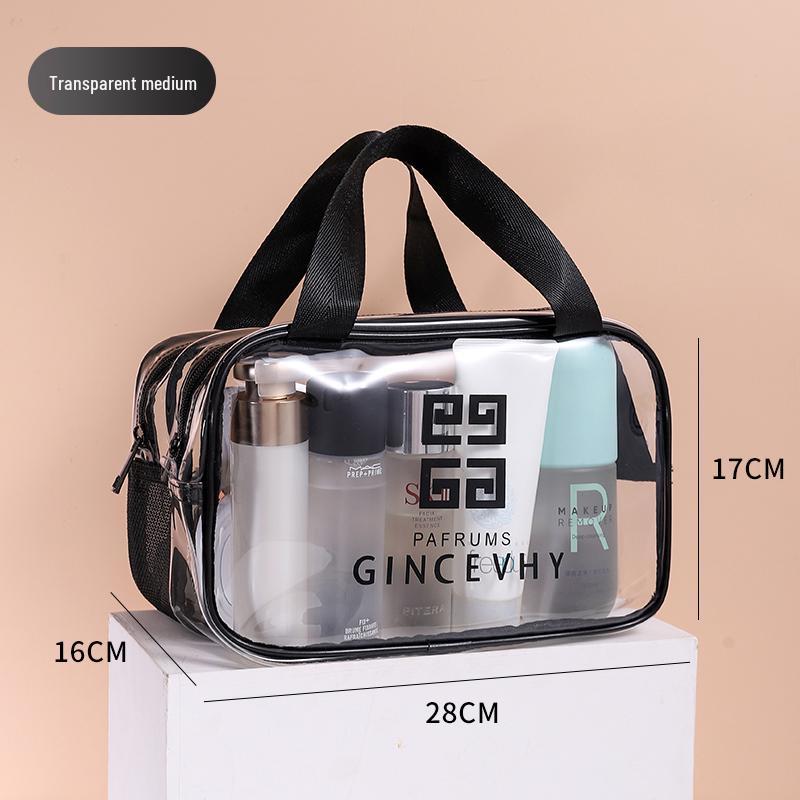 Women's Large Waterproof Transparent Makeup and Toiletry Bag - Wet/Dry Separation, Portable for Travel