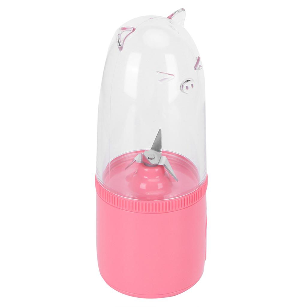 500ML Portable Small Blender USB Rechargeable Electric Fruit Juicer 4 Blades Mixing CupPink Upgrade