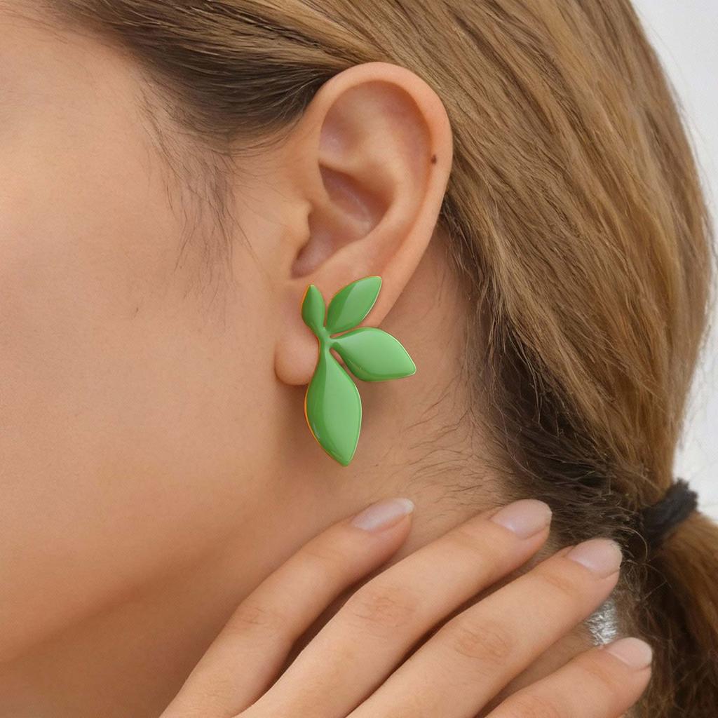 Exaggerated Leaf Drop Floral Earrings for Women, Stainless Steel High Quality Dainty Geometric Stud Earrings,Fashion Jewelry