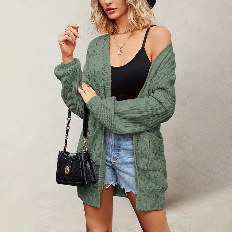 Winter Wind New Temu Hot-selling V-neck Twist Long-sleeved Loose Casual Sweater Jacket