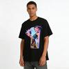 Trendy Chinese Style Cool Girl Print Short Sleeve T-Shirt Casual Loose Crew Neck Breathable Top Pure cotton T-shirt