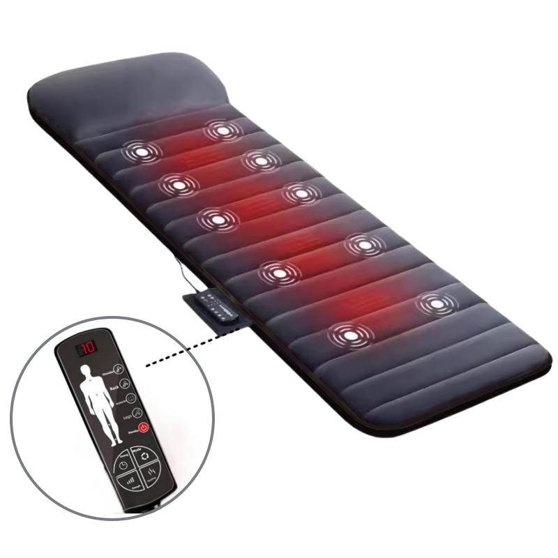 Memory Foam Ganzkörper-Massagematte mit Wärme Rückenmassagegerät mit 10 Vibrationsmotoren 6 Heizkissen Stuhlauflage für Nacken Taille Beine