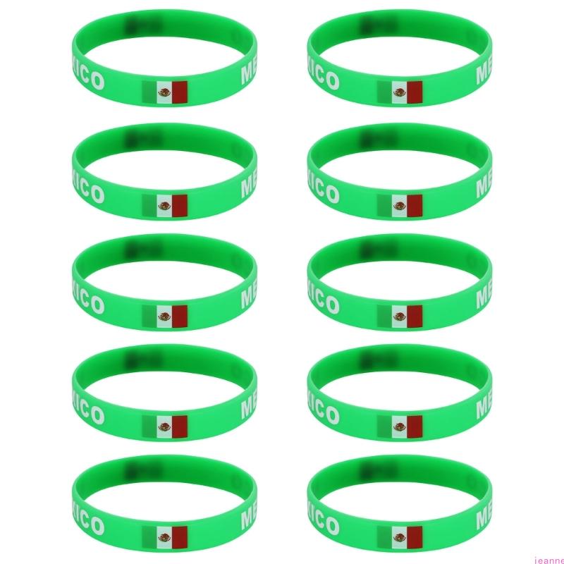 10Pcs/set Soft Elastic 2026 Sports Event Fan Bracelets Showcasing International Team Color Great For Collector
