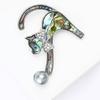 Elegant Shell Cats Brooch Versatile Clothing Pin with Rhinestones and Pearls Stylish Outfit Enhancer Accessories