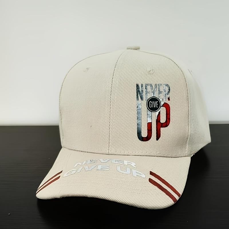 1Pc Of "Never Give Up" Inspirational Print Baseball Cap For Life, Street Fashion Outdoor Sports Baseball Cap Curved Brim