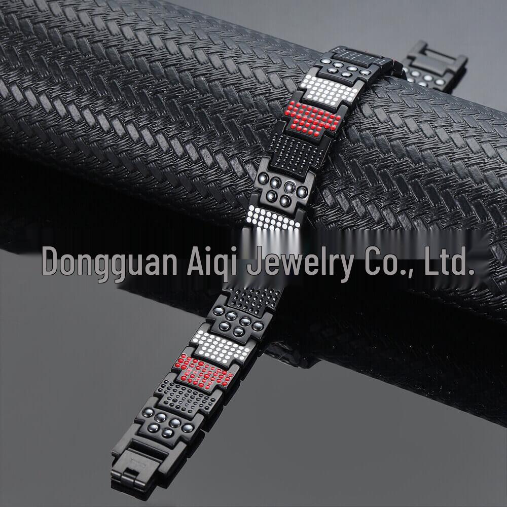 Men's Magnetic Titanium Bracelet with Germanium Beads - Stainless Steel Jewelry