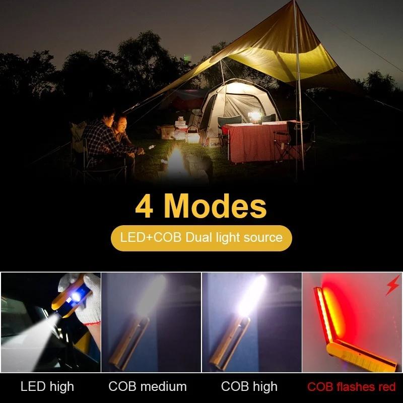 Multifunction Cob Led Work Light Dimmable Usb Rechargeable Led Flashlight Car Inspection Lamp With Magnetic Hook
