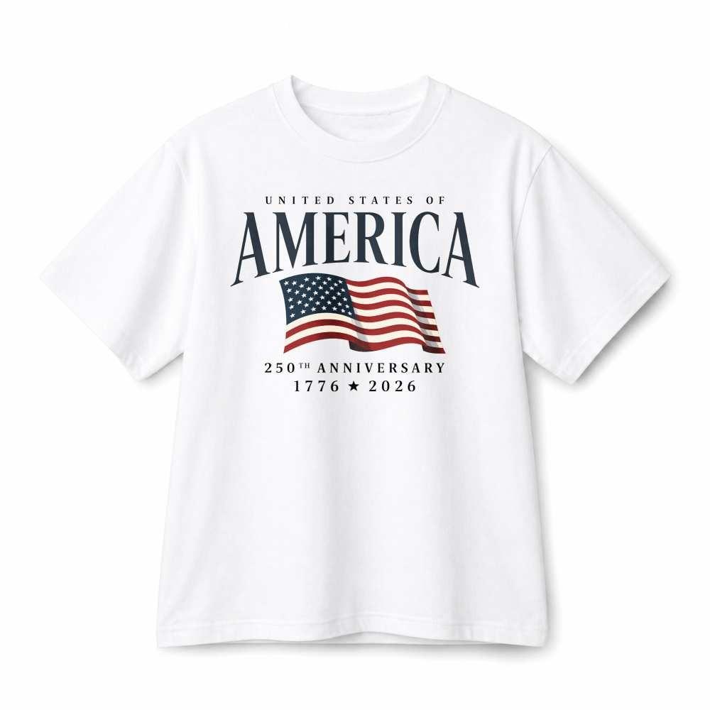 Minimal Serif USA 250th Anniversary 1776-2026 Cotton Patriotic T-Shirt Unisex XXL
