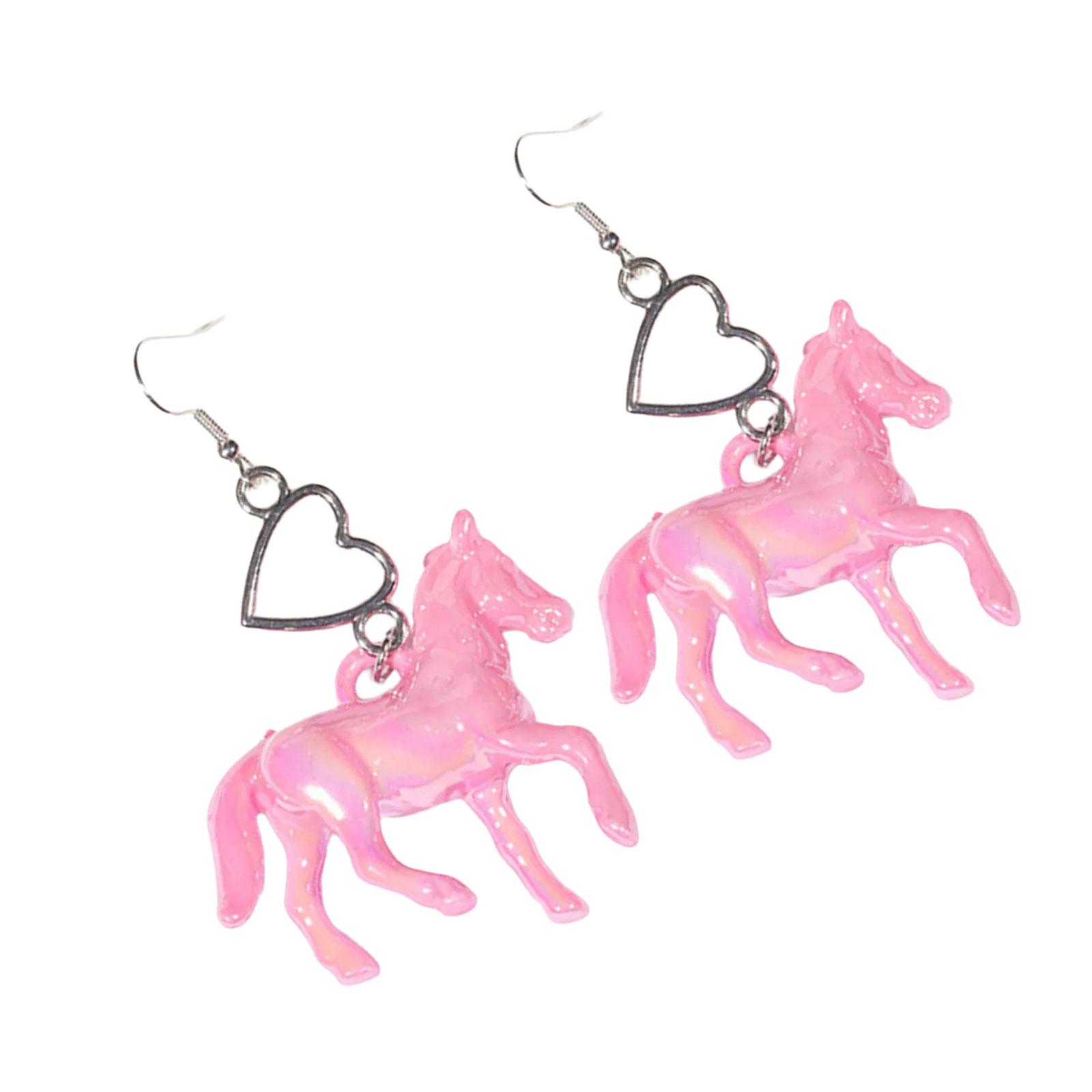 

Милые серьги в виде единорогов и пони, разноцветные акриловые серьги в форме сердца для животных, аксессуары для студенческих ушей розовый