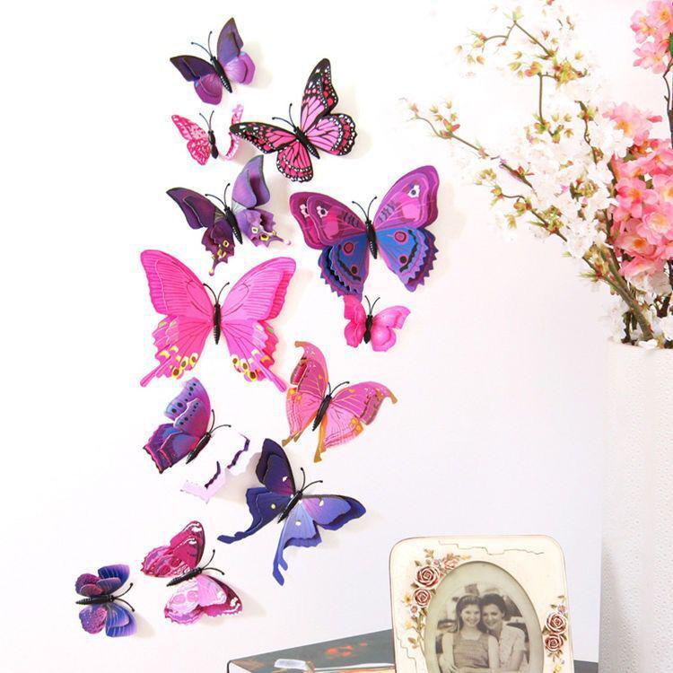 3D Butterfly Decorative Sticker with Adhesive - Perfect for Walls, Weddings, and Fridge Magnets.