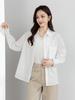 Yi Fei Spring 2026 White Cotton Formal Shirt: Business Commuting Lapel, Long Sleeve, Waist-Cinching, Loose Fit