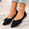 Women's Solid Color Large Size Slip-on Pointed Toe Bow Flat Shallow Mouth Comfortable Casual Shoes