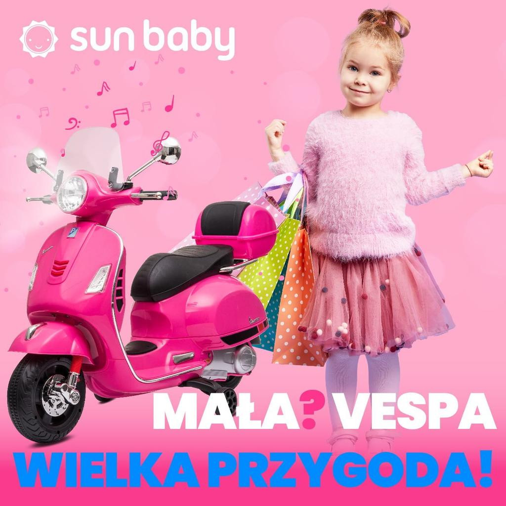 Ride-on Toy for a Child Vespa Scooter Battery-Powered With a Trunk Fuchsia Sun Baby