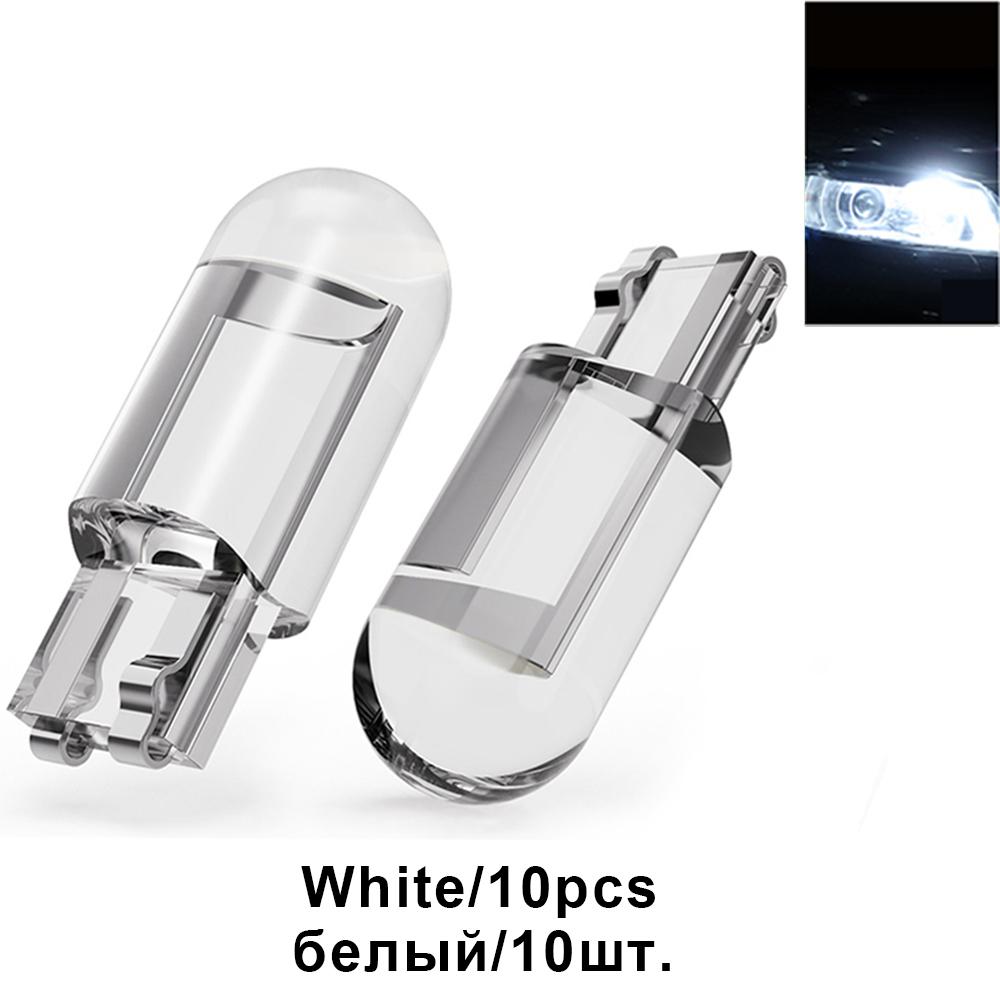 10pcs T10 W5W 194 168 LED Bulbs Reading Light COB Led Auto Dome Lights License Plate Lamp 3000K Ice Blue Amber White for 12V 24V