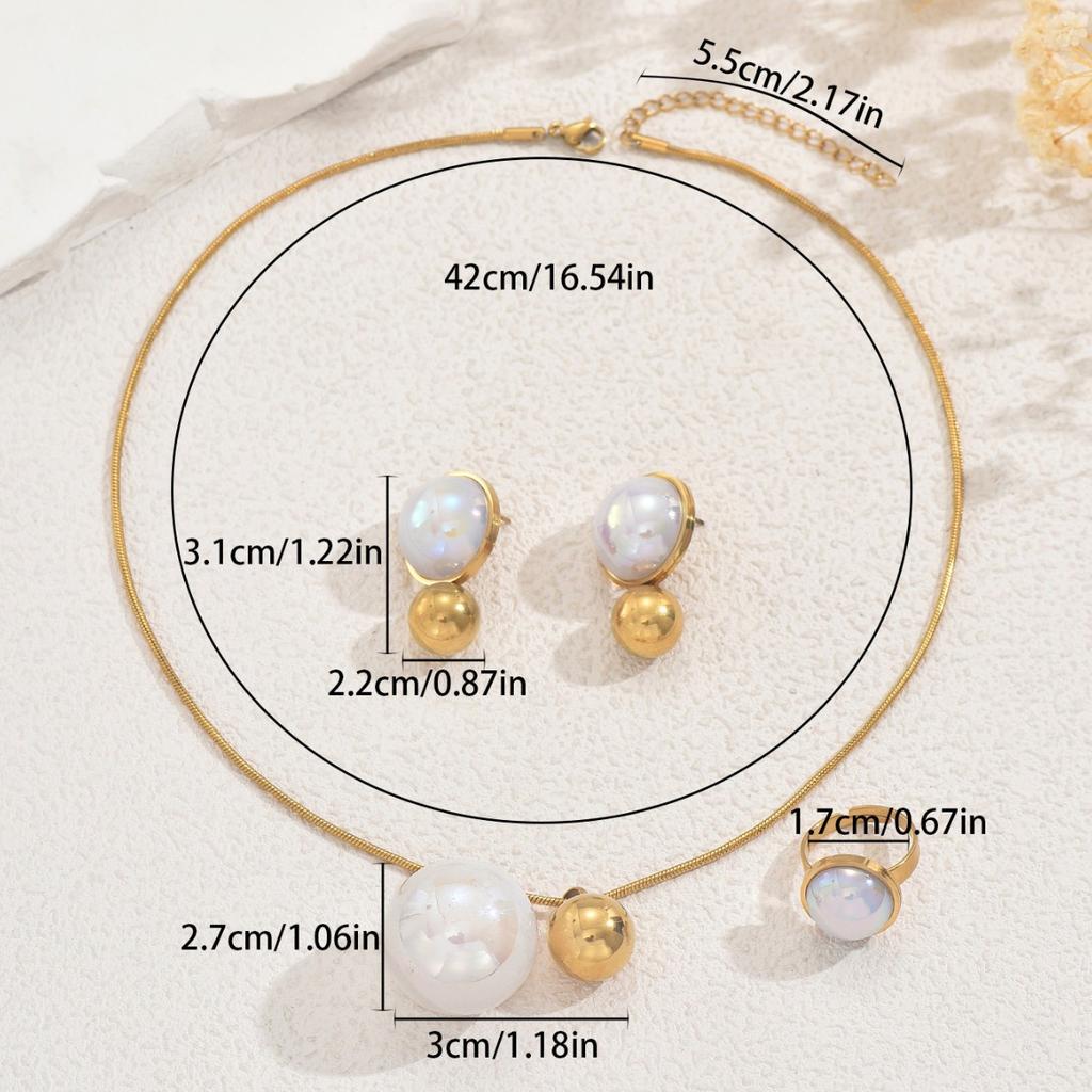 Fashion Ladies Necklace Earrings Jewelry Set Geometric Set Jewelry Design Open Ring Clavicle Chain