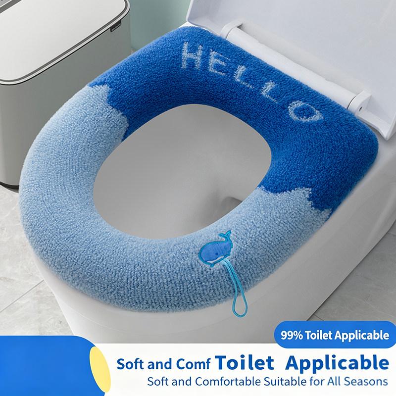 Toilet Seat Cover 1Pcs Soft Warmer Cushioned Pad Thickened Washable Bathroom Mat for Winter Comfort