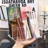 1pc Desktop Acrylic Transparent Makeup Brush Storage Box Organizer Portable Lipstick Makeup Brush Makeup Pen Holder Storage Box