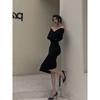 Hepburn retro off-the-shoulder sexy dress niche design slim and thin temperament celebrity high-end